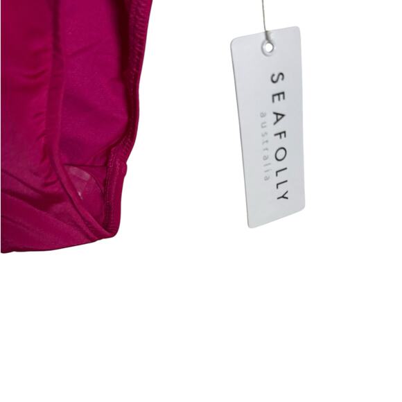 Seafolly Flower Festival Tahiti Pink Deep V Maillot One Piece Swimsuit Size 6 - Picture 7 of 12